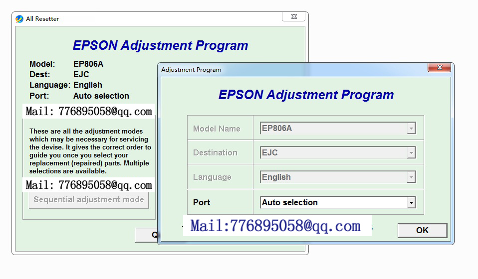 清零 EP-806A Adjustment Program RESETER